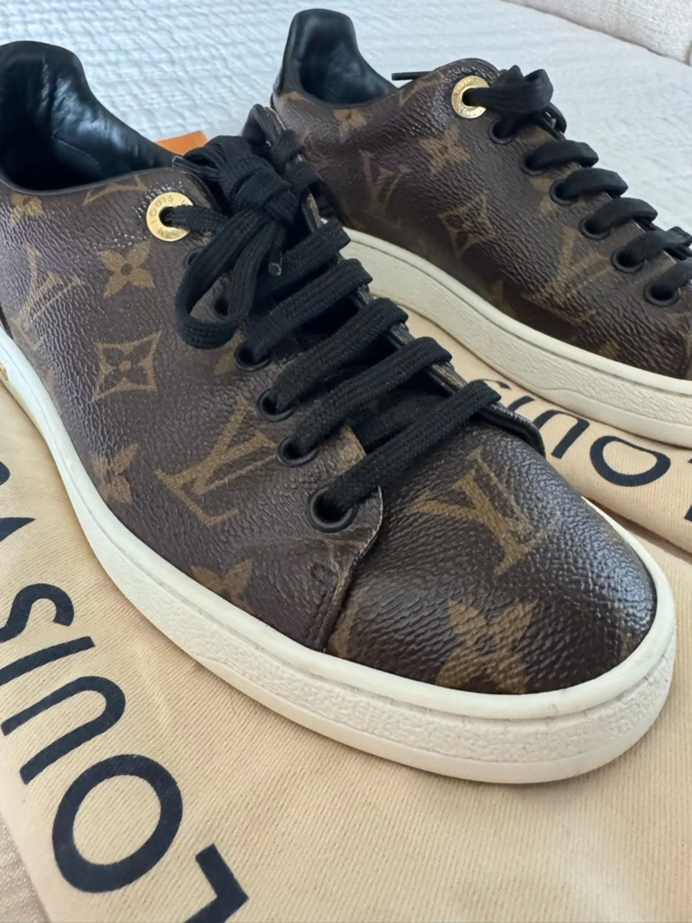 Louis Vuitton Women’s Brown Monogram Low-Top Lace-Up Sneakers - Picture 3 of 9